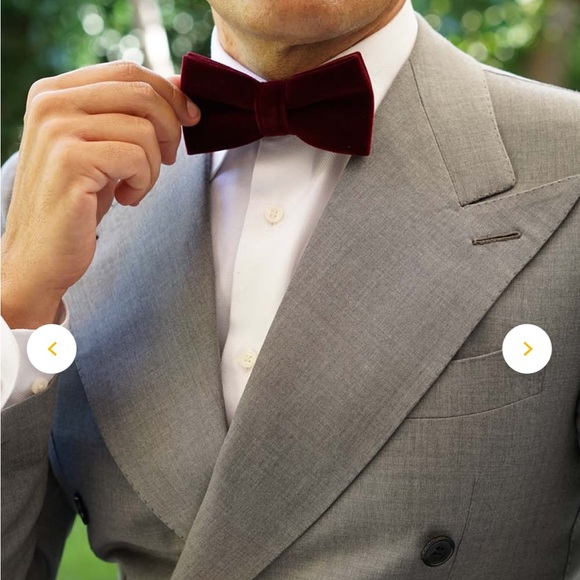 Burgundy mens bow pre-tied - Picture 3 of 7